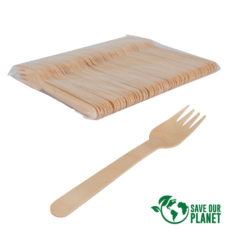 Bolsa 100 tenedores de madera