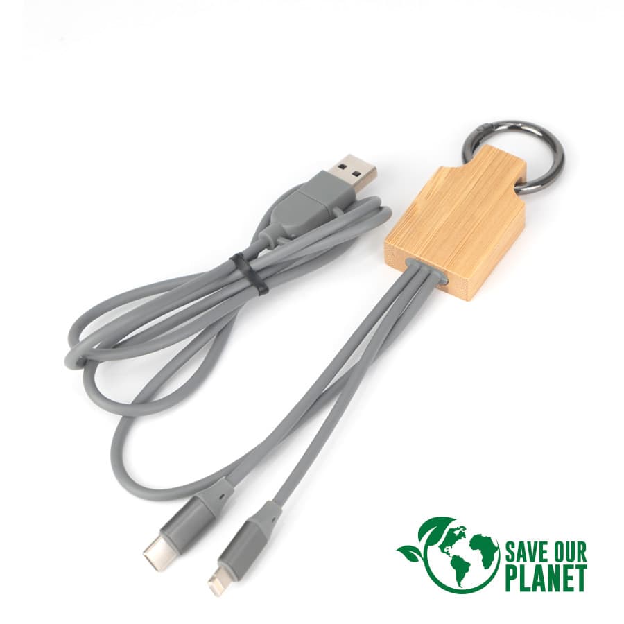 Multicargador 4 en 1 con llavero.