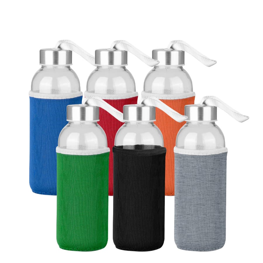 Botella Vidrio Silica con funda 440cc